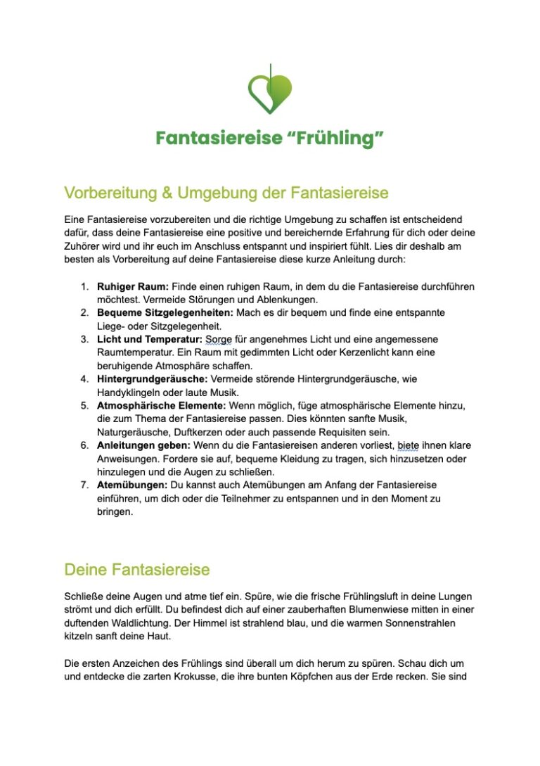 Fantasiereise Frühling: PDF zum Ausdrucken (kostenfrei)