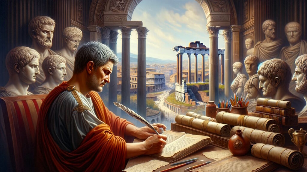 Seneca in Rom beim Schreiben