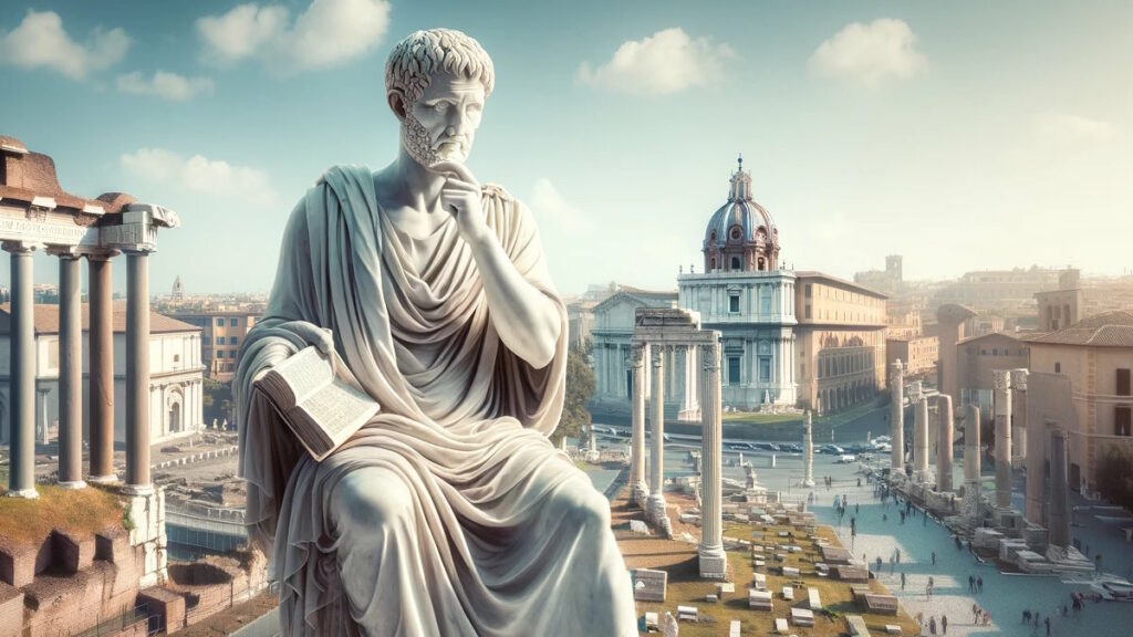 Stoische Zitate von Seneca aus dem Antiken Rom der Zeit der Stoiker - Statue aus Marmor