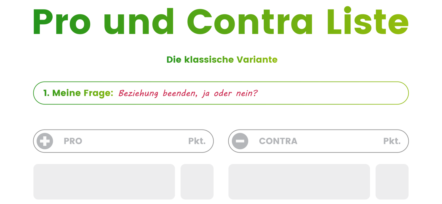 Pro und Contra Liste Entscheidungen fundiert treffen (+PDF Vorlage)