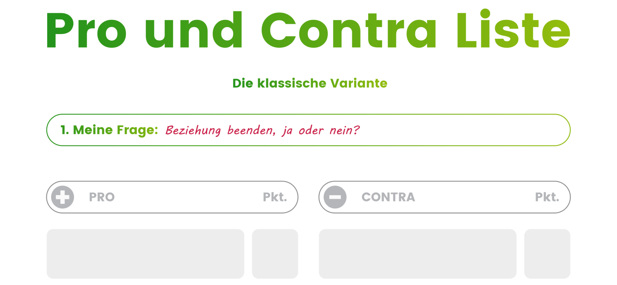 Pro und Contra Liste Entscheidungen fundiert treffen (+PDF Vorlage)