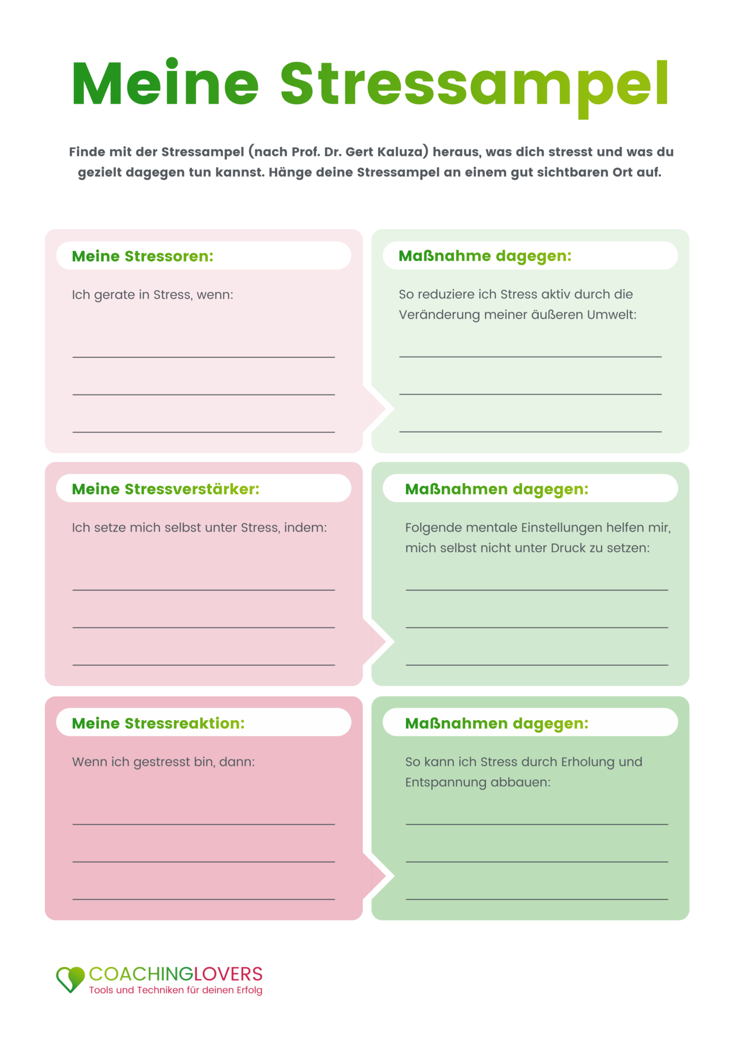 Stressampel nach Kaluza: So entsteht Stress ( Gratis PDF) | CoachingLovers