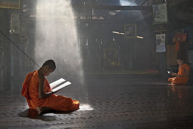 Achtsamkeitscoach Ausbildung online - Mönch im Tempel